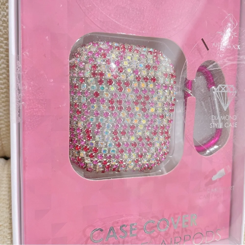 NEW dELiA*s Pink Rhinestone Diamond Style Case Cover for Apple AirPods with Clip